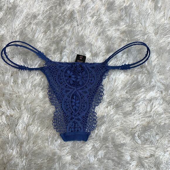 Victoria's Secret Blue Lace String Bikini Sz XS - Picture 1 of 5